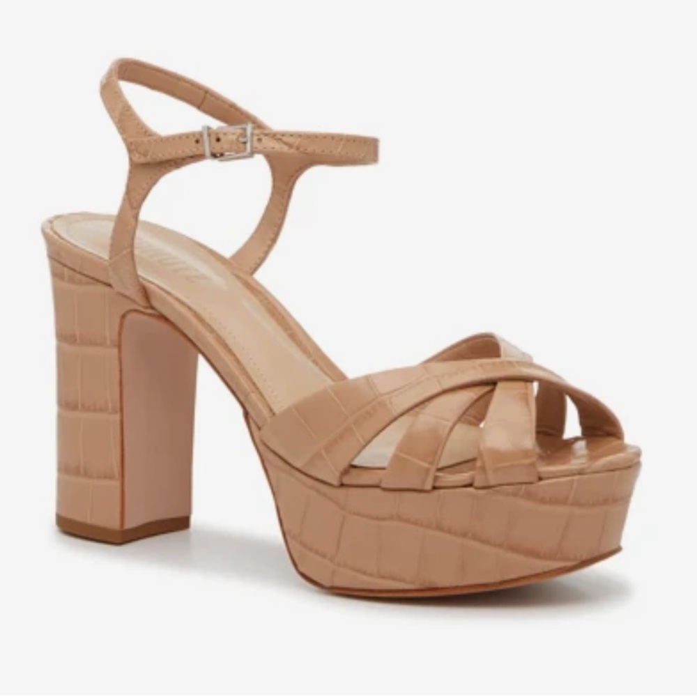NEW Schutz Keefa Platform Sandal - Nude Croc